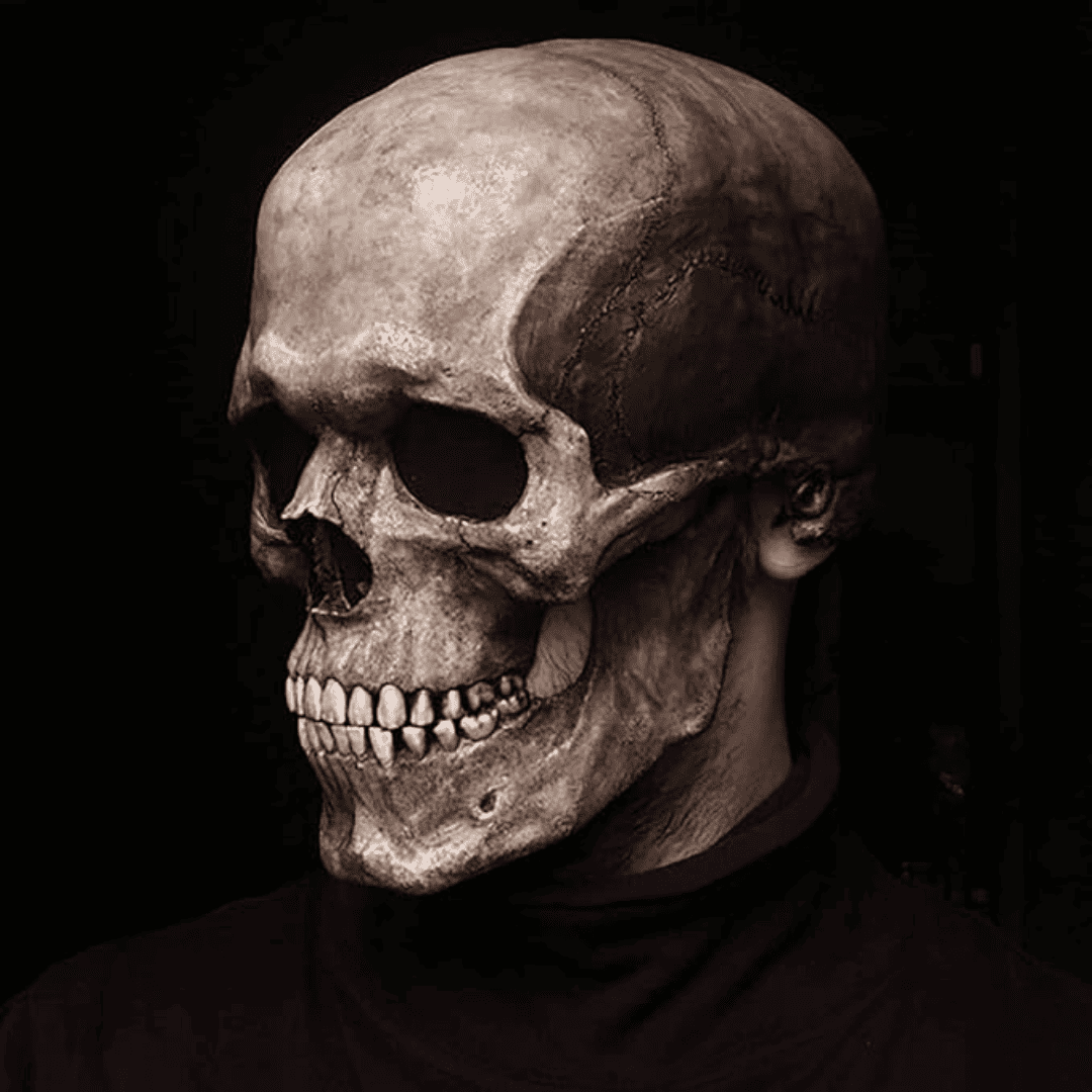 Mascara Calavera de Cabeza Completa Con Mandíbula Móvil| Disfraz de Halloween para hombres y mujeres
