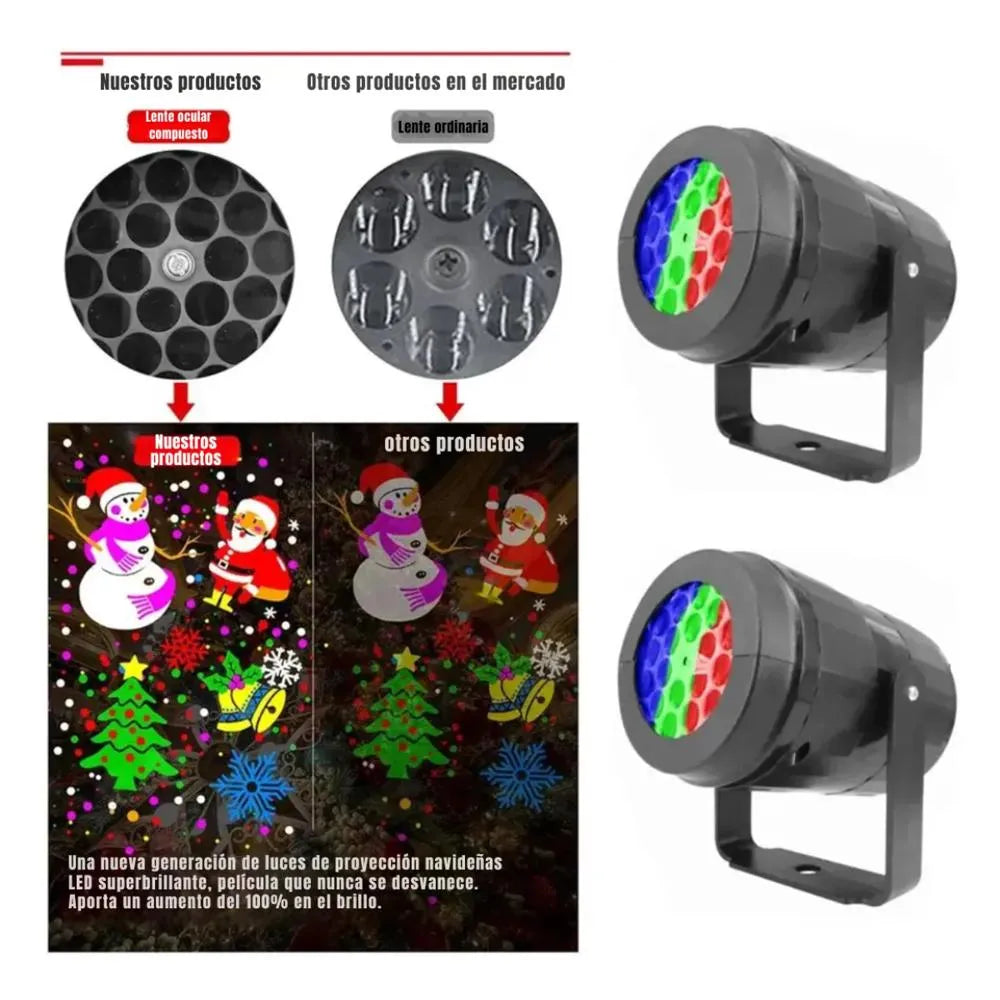 Proyector Led Navidad| Figuras giratorias, ideal para decorar interiores y exteriores.