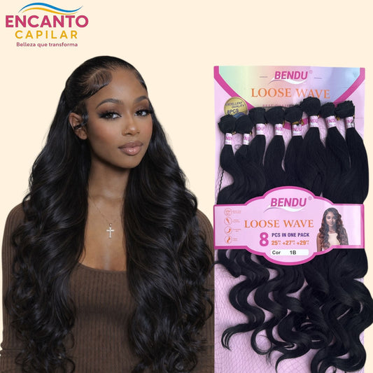 Extensiones de cabello seminatural Onduladas X8 moños - Fibra de Alta Calidad