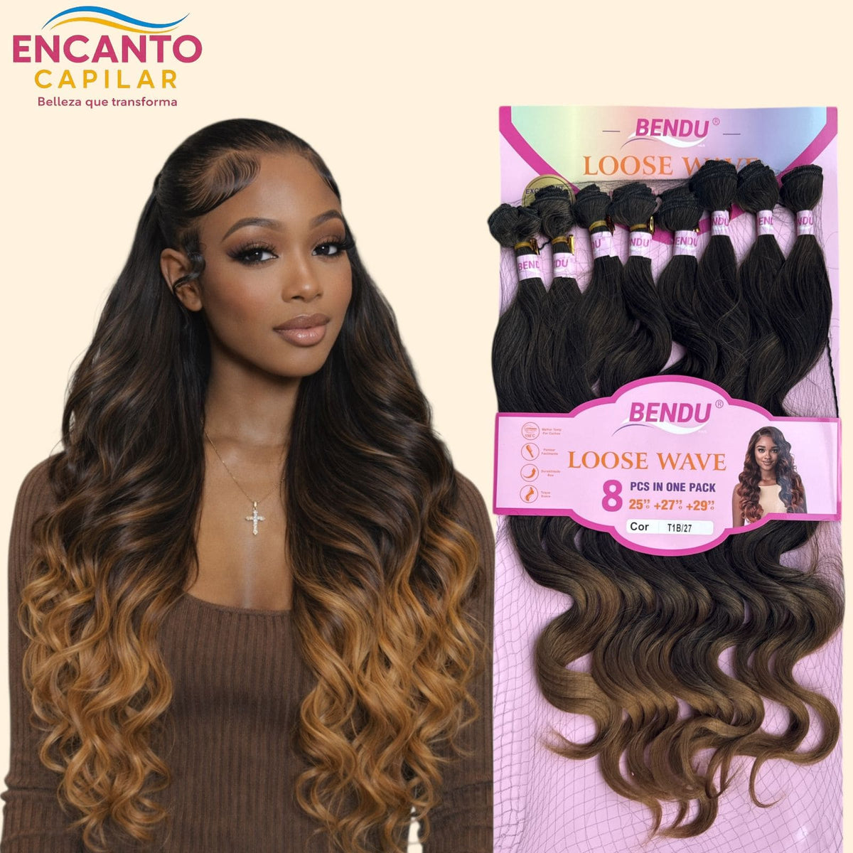Extensiones de cabello seminatural Onduladas X8 moños - Fibra de Alta Calidad
