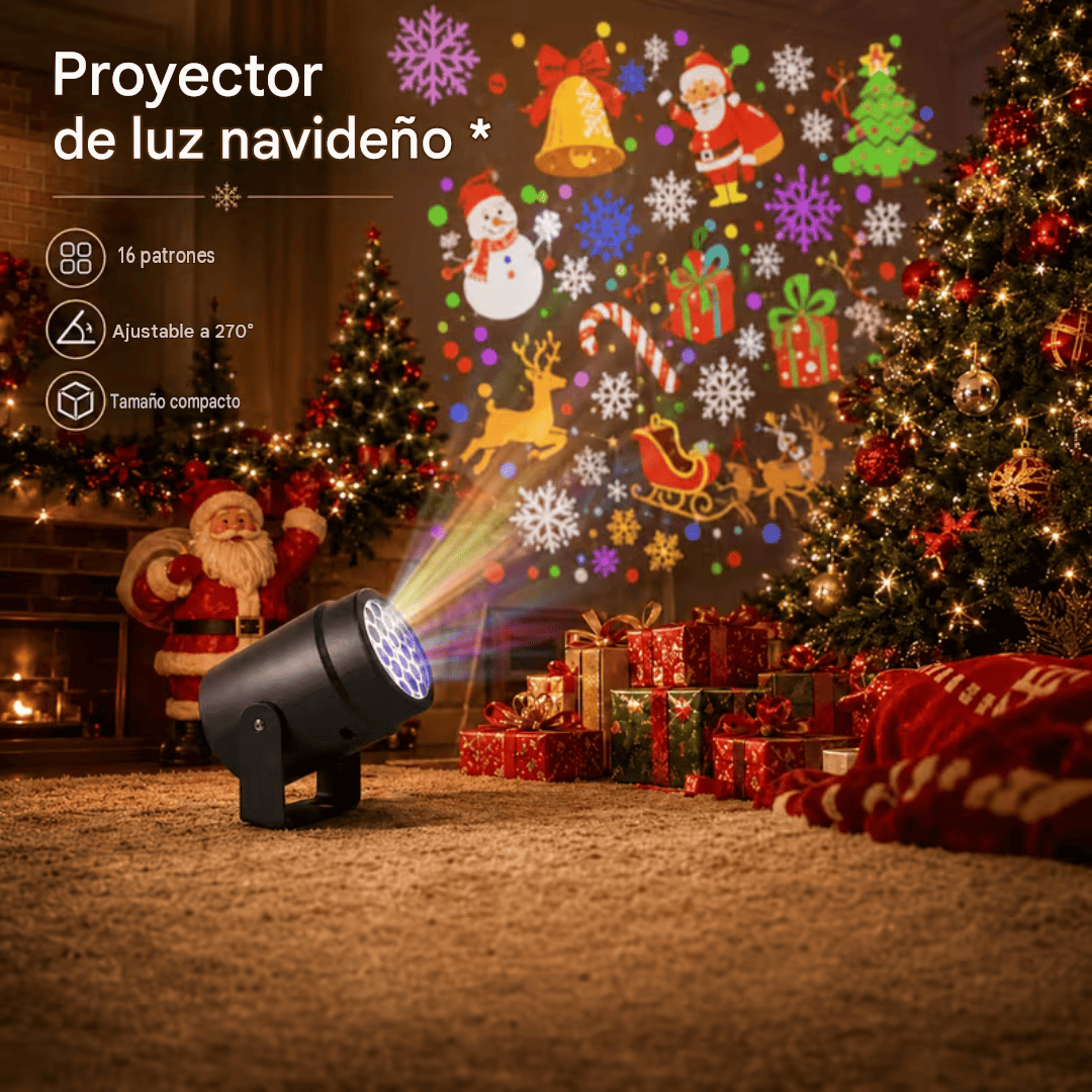 Proyector Led Navidad| Figuras giratorias, ideal para decorar interiores y exteriores.