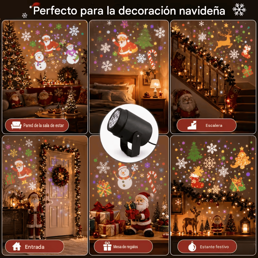 Proyector Led Navidad| Figuras giratorias, ideal para decorar interiores y exteriores.
