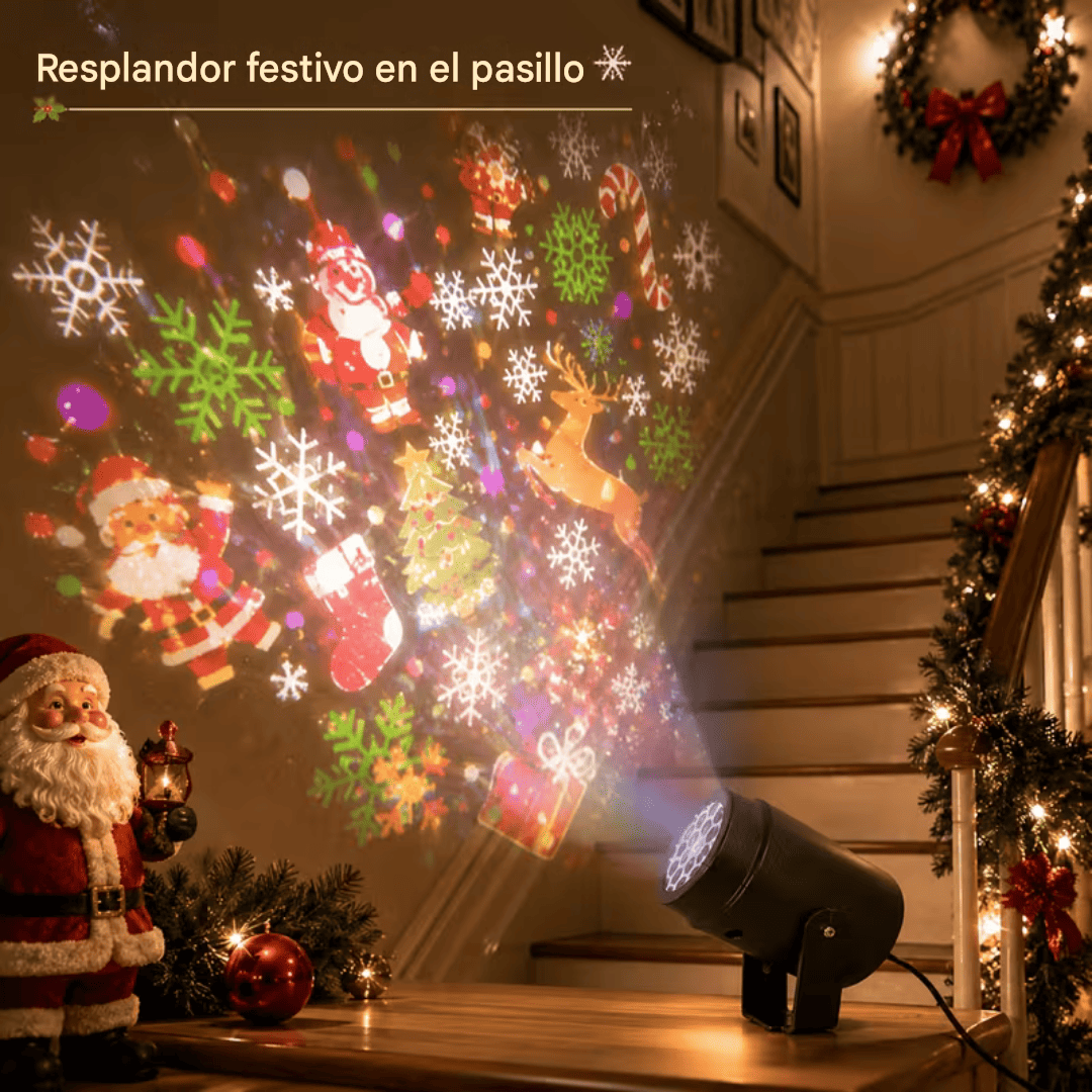 Proyector Led Navidad| Figuras giratorias, ideal para decorar interiores y exteriores.