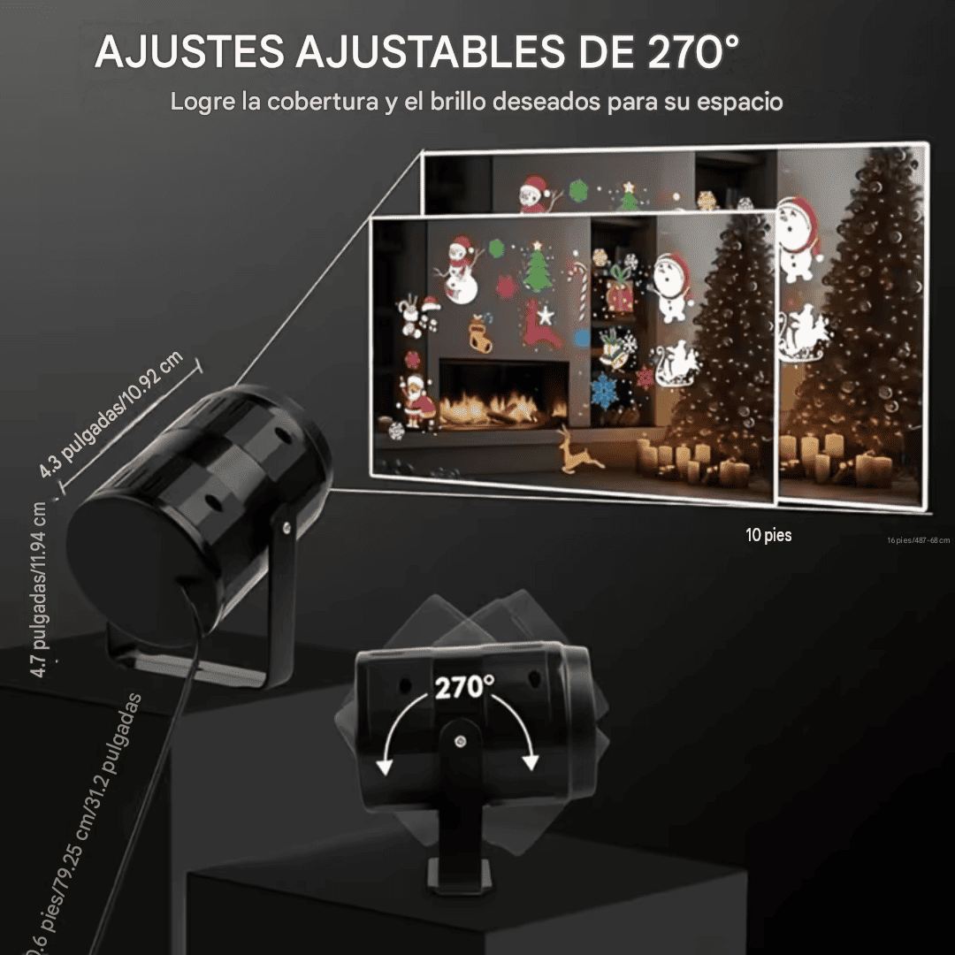 Proyector Led Navidad| Figuras giratorias, ideal para decorar interiores y exteriores.