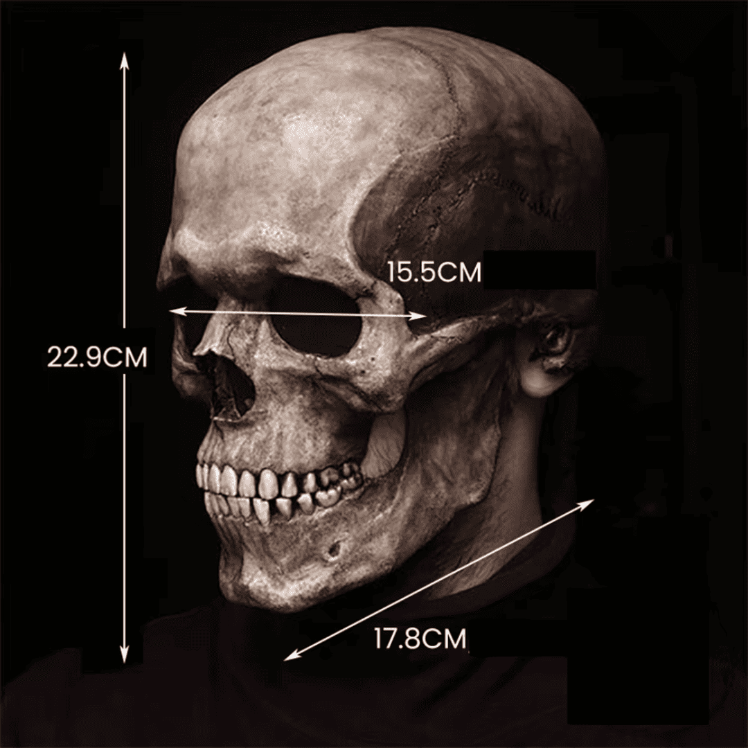 Mascara Calavera de Cabeza Completa Con Mandíbula Móvil| Disfraz de Halloween para hombres y mujeres