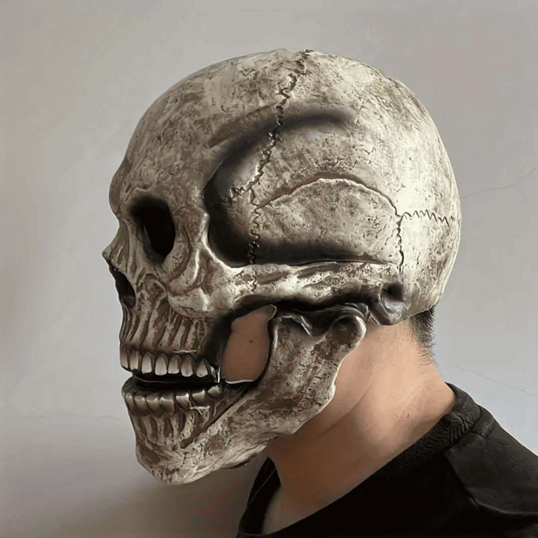 Mascara Calavera de Cabeza Completa Con Mandíbula Móvil| Disfraz de Halloween para hombres y mujeres