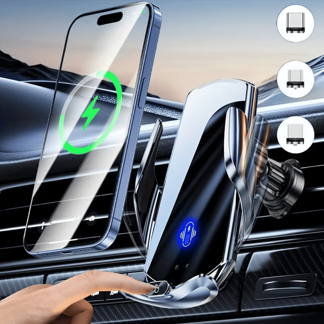HolderGrip |Soporte de celular Inteligente con carga Inalámbrica rápida y sensor para Carro