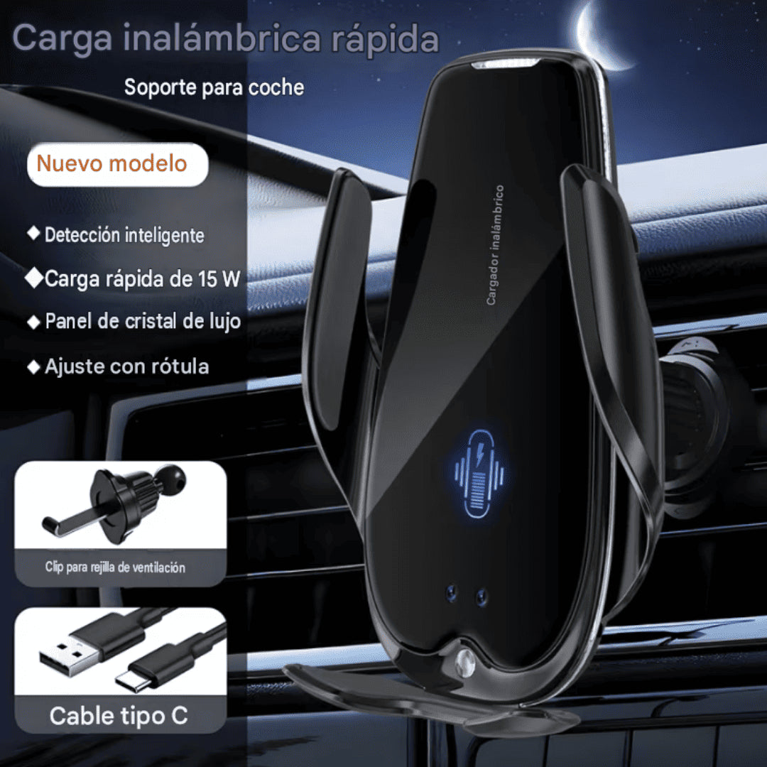 HolderGrip |Soporte de celular Inteligente con carga Inalámbrica rápida y sensor para Carro