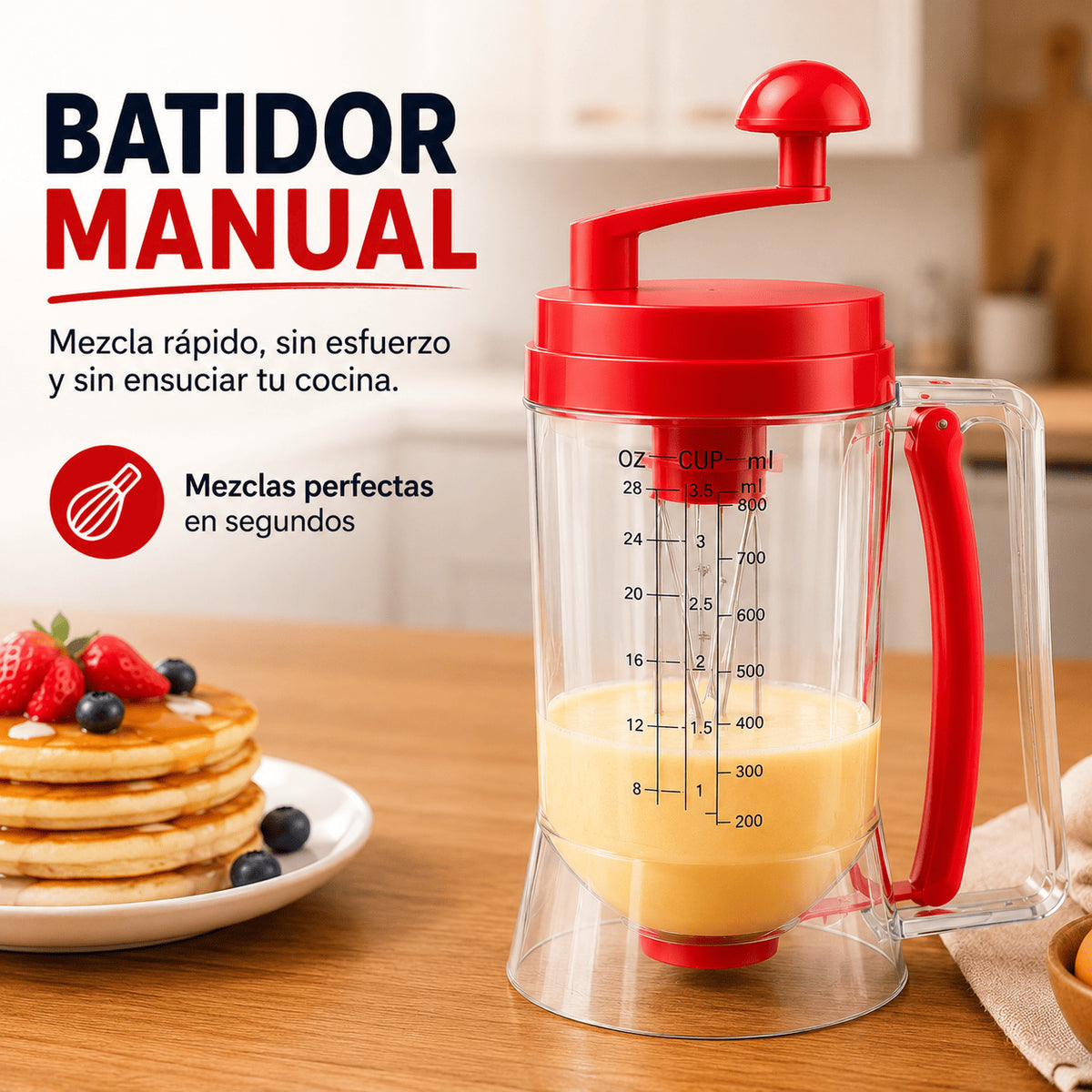 Dispensador de masa para Pancakes| Sin regueros de mezcla en tu cocina