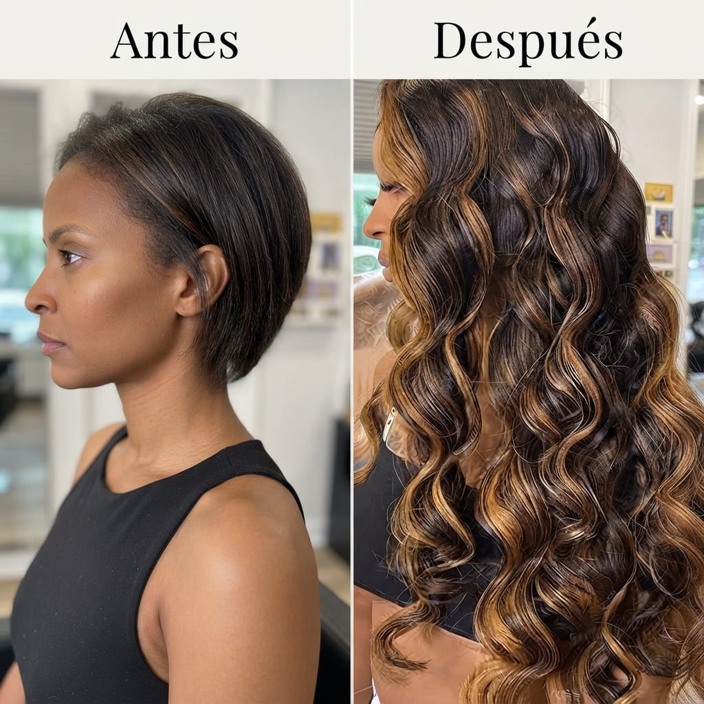 Extensiones de cabello seminatural Onduladas X8 moños - Fibra de Alta Calidad